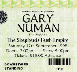 London Shepherds Bush Empire Ticket 1998